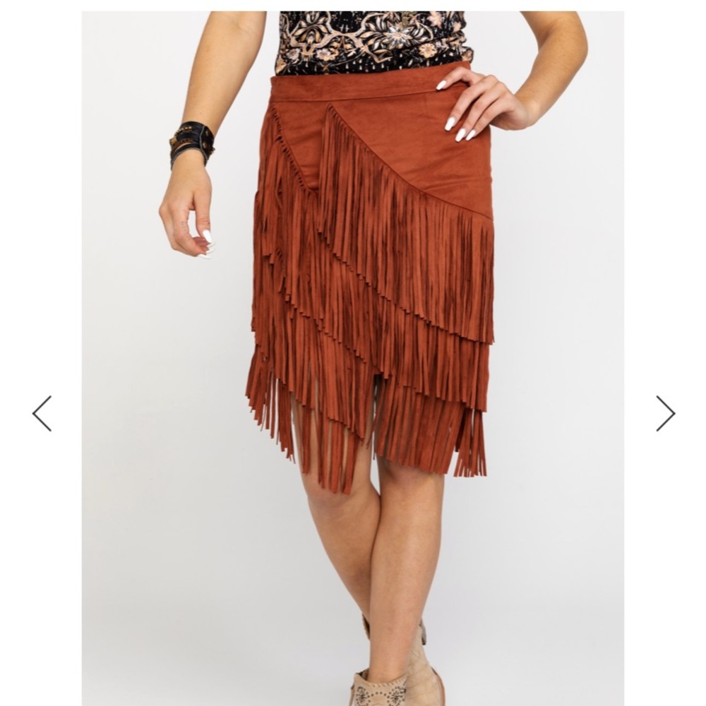 Idyllwind Suede Fringe Skirt - Size XL